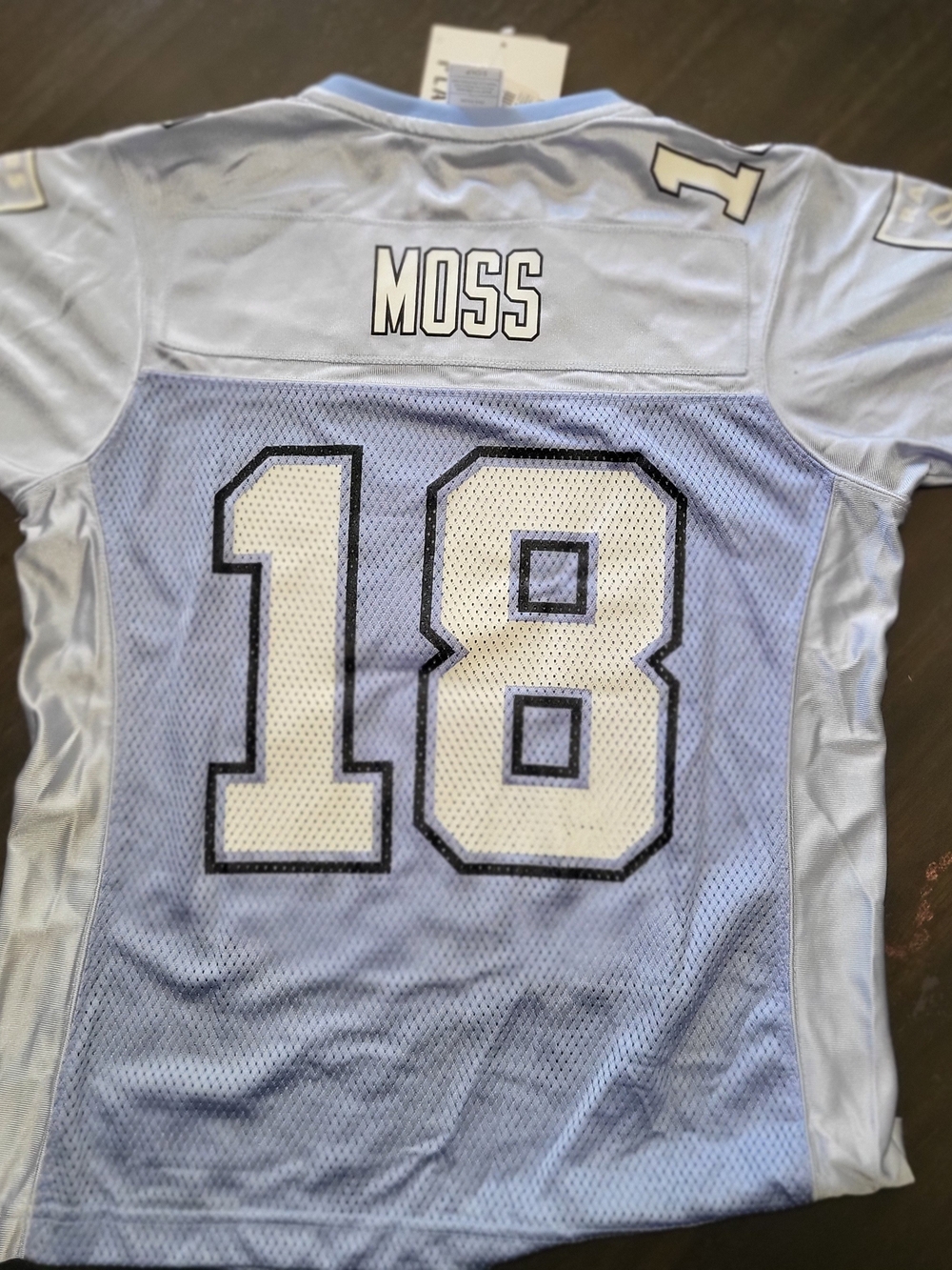*NEW* Vintage Randy Moss #18 NFL Raiders Women Jersey Blue Sz Sm Reebok w/Tags